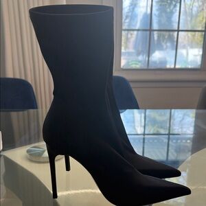 Steve Madden Black Pointed Stiletto Sock Boots